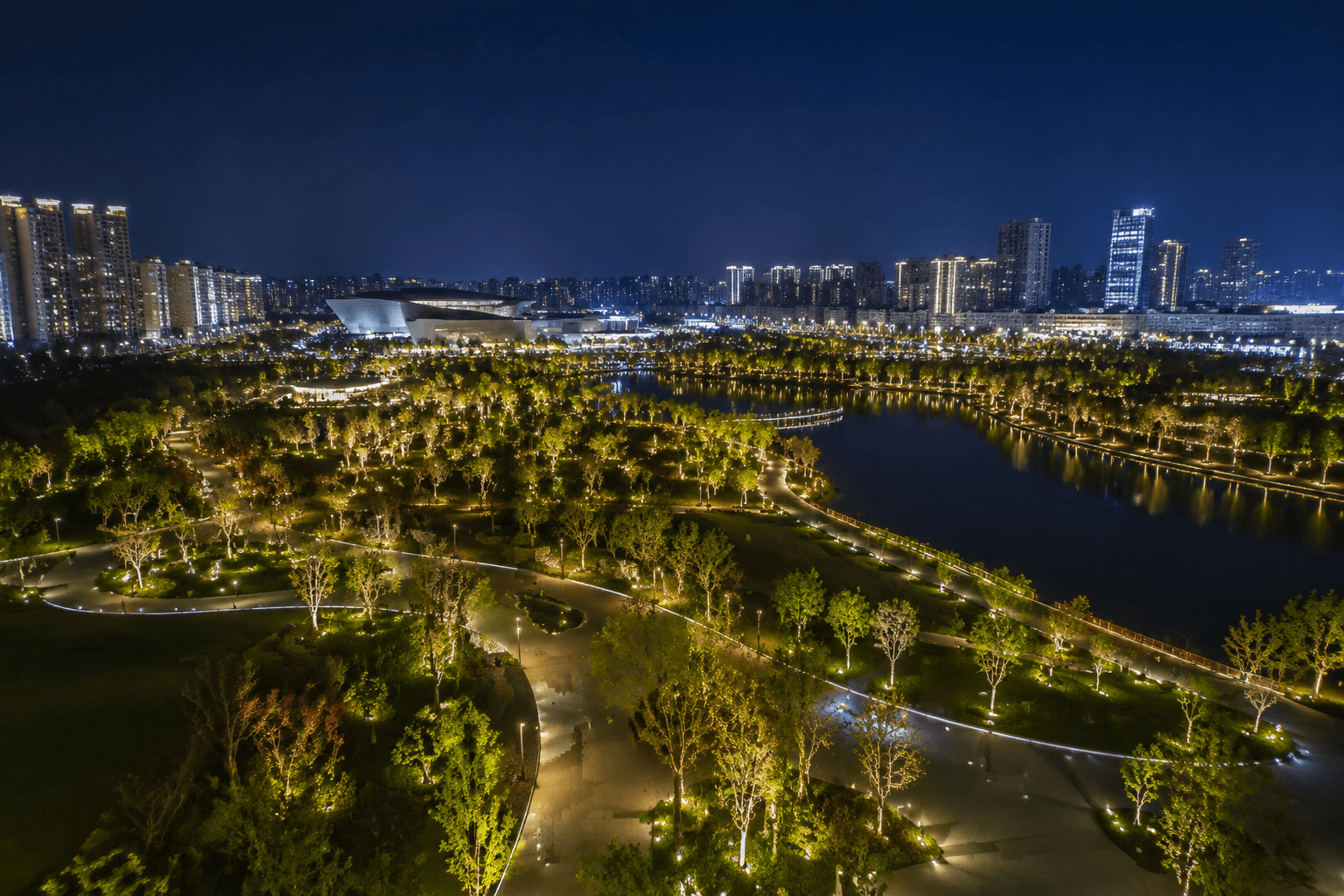 Urban Park Network and Retail Frontage Holiday Scene Deployment