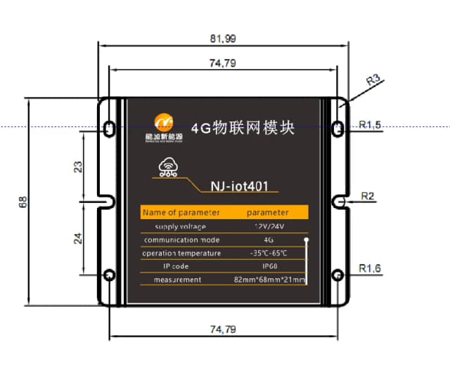 NJ-iot401 dimensions view