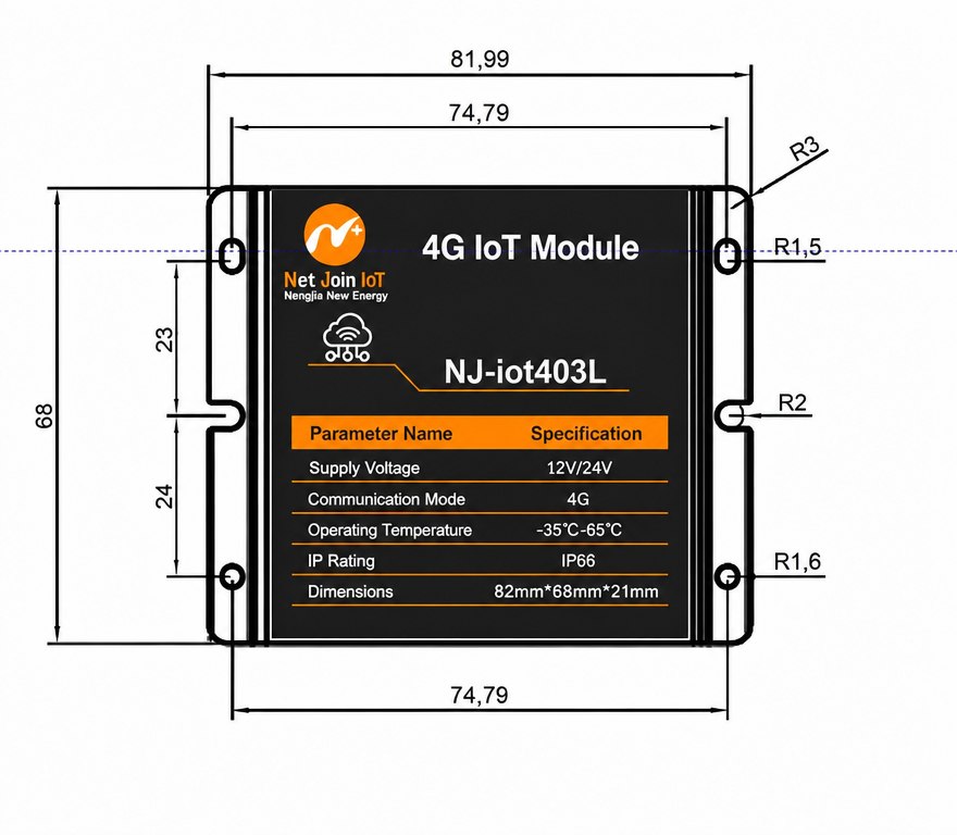 LoRa and Wi-SUN Solar Light Controllers Dimensions view